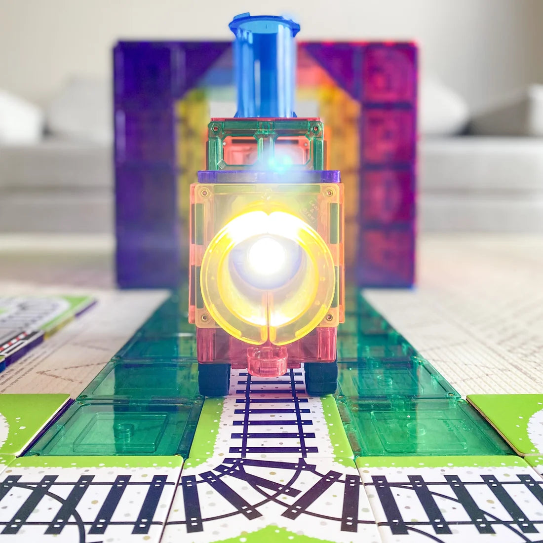 TileTek 36 Piece Topper Train Pack | Magnetic Tile Train Tracks