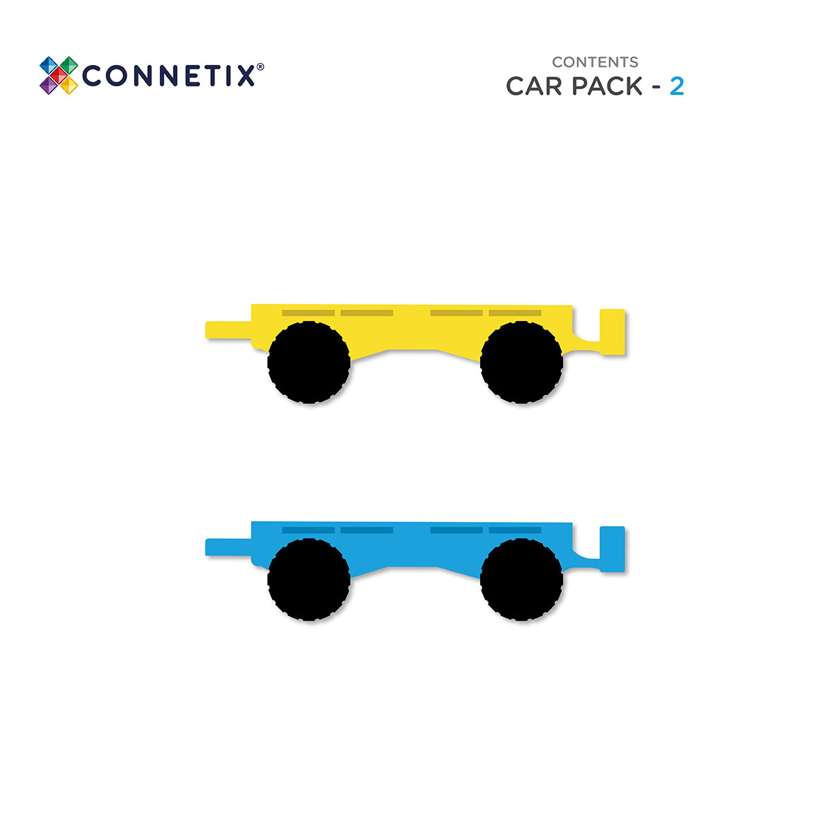 CONNETIX® 2 Piece Rainbow Car Pack | Magnetic Tile Vehicles