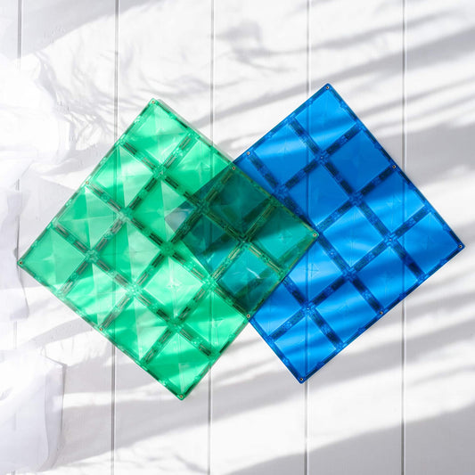 CONNETIX Blue & Green Base Plate Pack 2 Piece | Magnetic Tiles