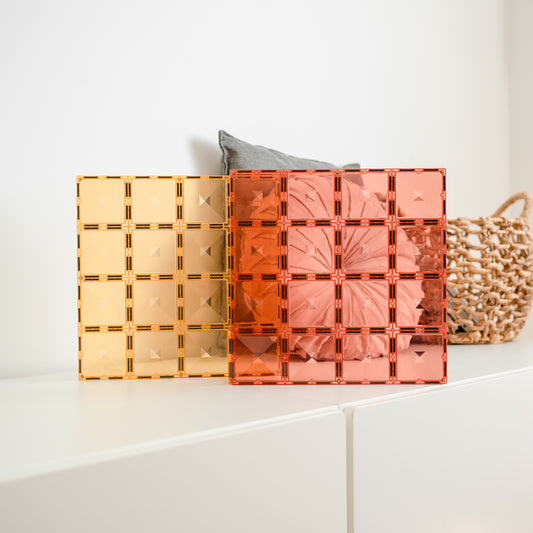 CONNETIX Lemon & Peach Base Plate Pack 2 Piece | Magnetic Tiles