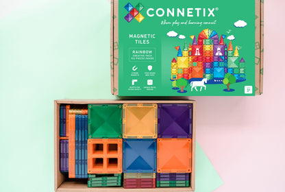 CONNETIX 102 Piece Rainbow Creative Pack | STEM Magnetic Tiles