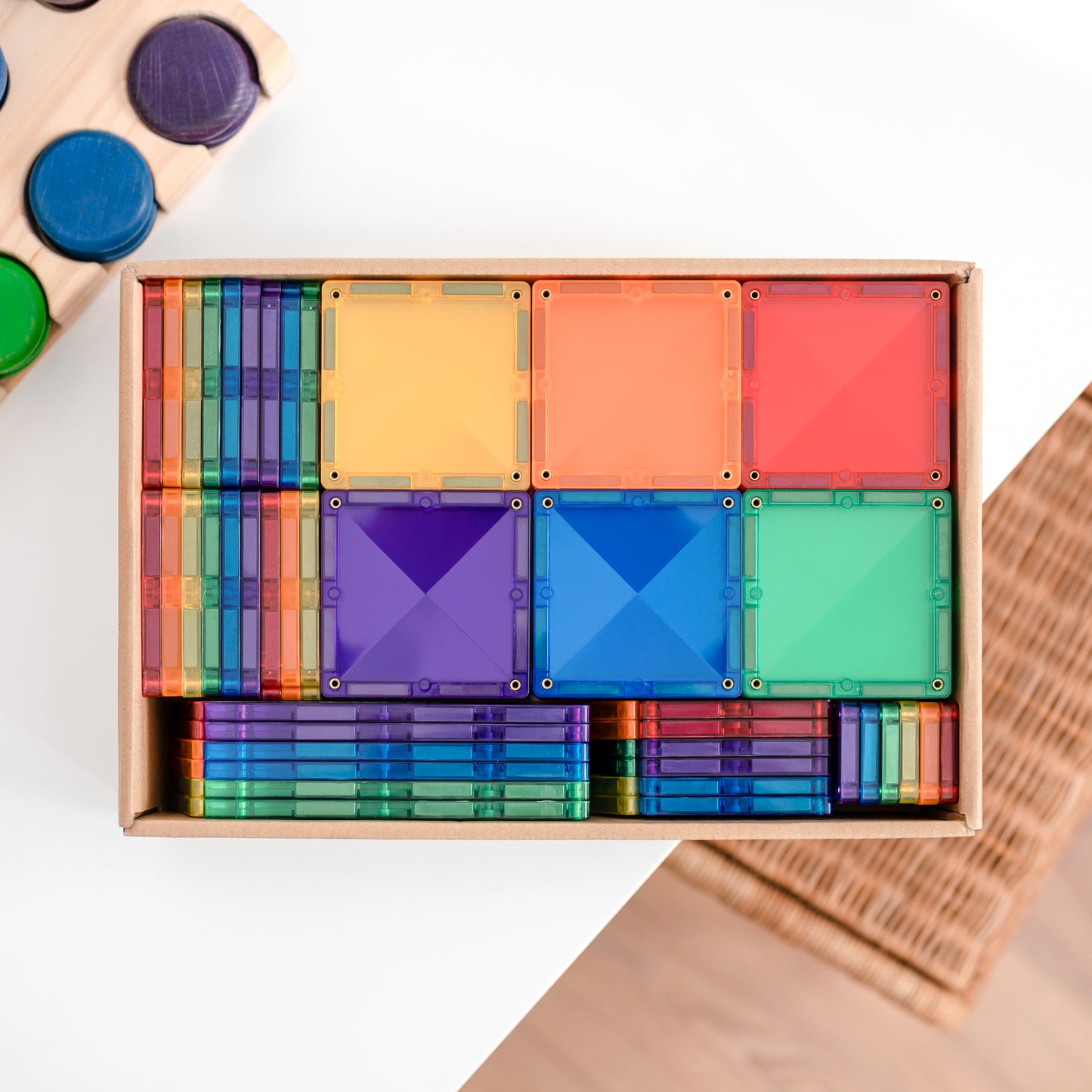CONNETIX 102 Piece Rainbow Creative Pack | STEM Magnetic Tiles
