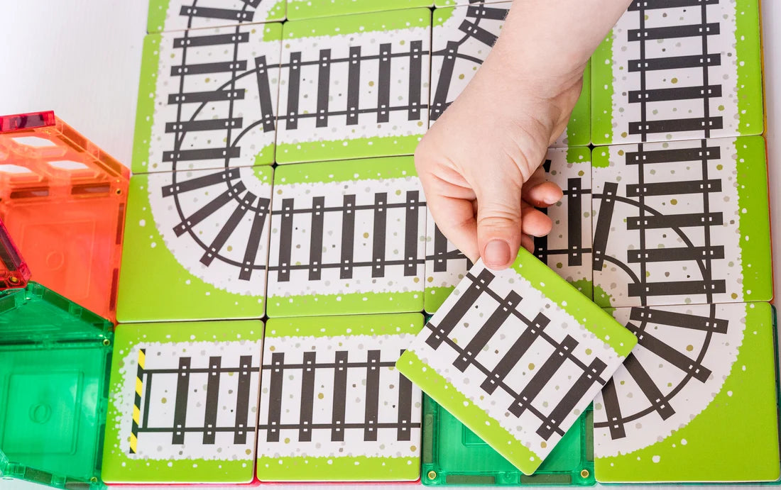 TileTek 36 Piece Topper Train Pack | Magnetic Tile Train Tracks