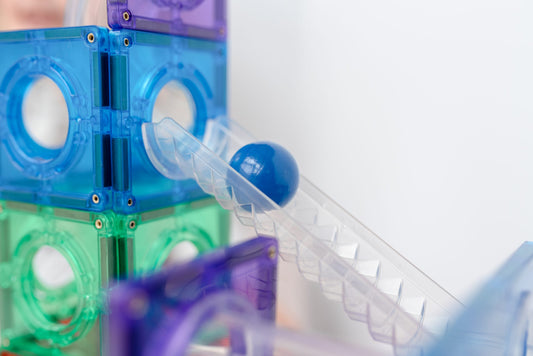 Close-up of colorful plastic building blocks 