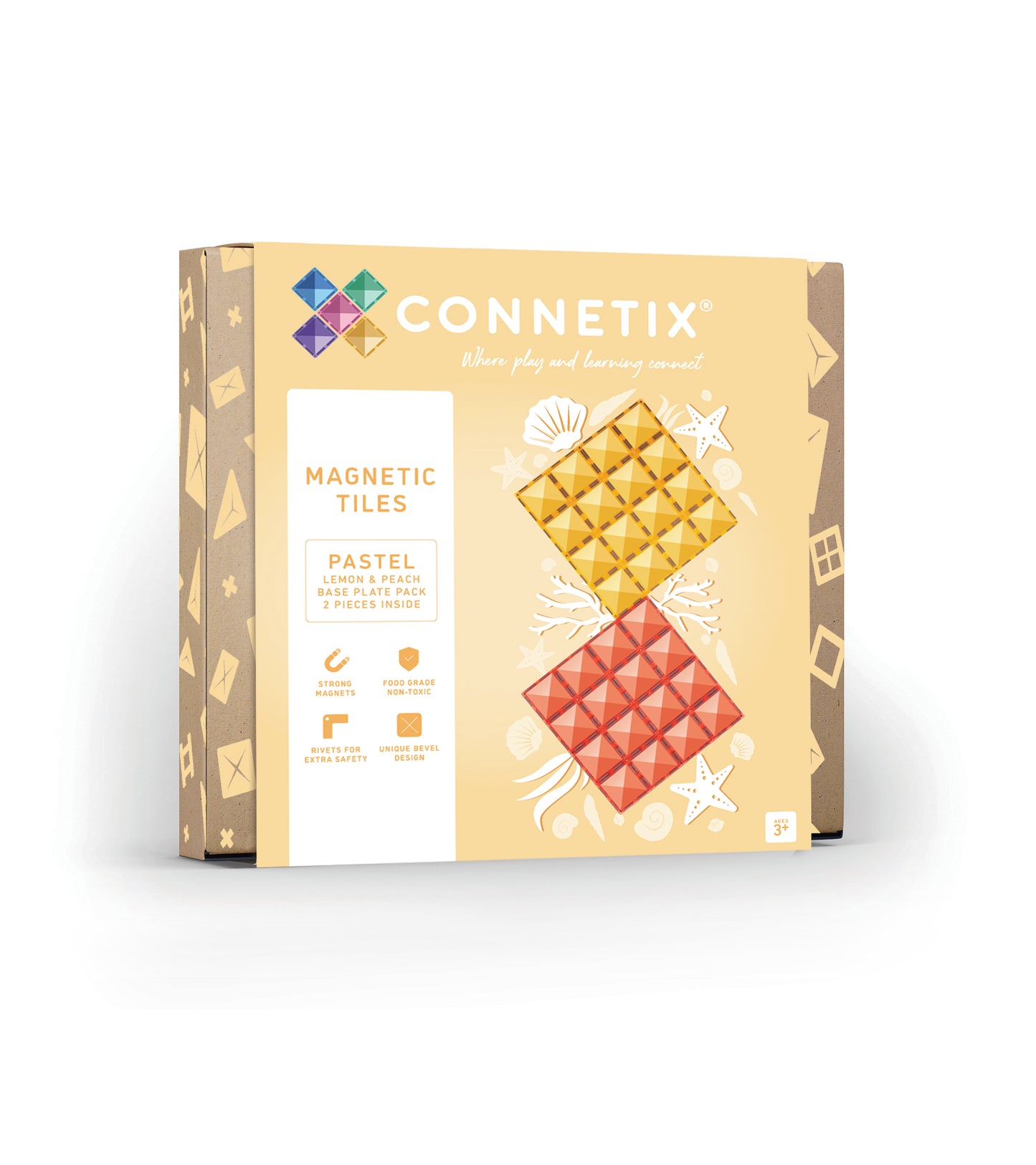 CONNETIX Lemon & Peach Base Plate Pack 2 Piece | Magnetic Tiles
