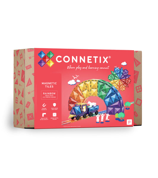 CONNETIX 212 Piece Rainbow Mega Pack Magnetic Tiles Set