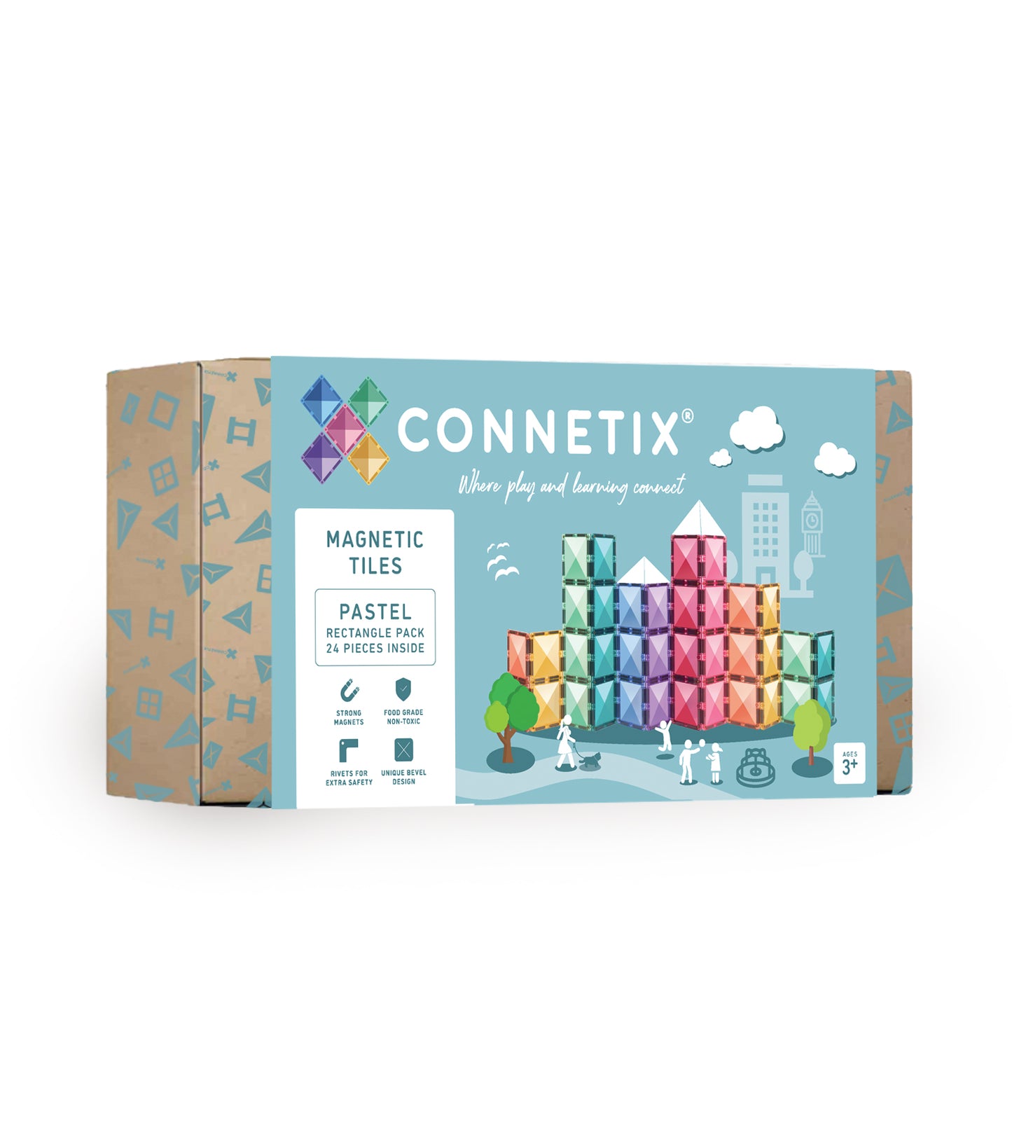 CONNETIX 24 Piece Pastel Rectangle Pack | Magnetic Tiles
