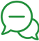 Green icon of a speech bubble with a line through it on a white background