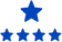 Five blue stars on a white background