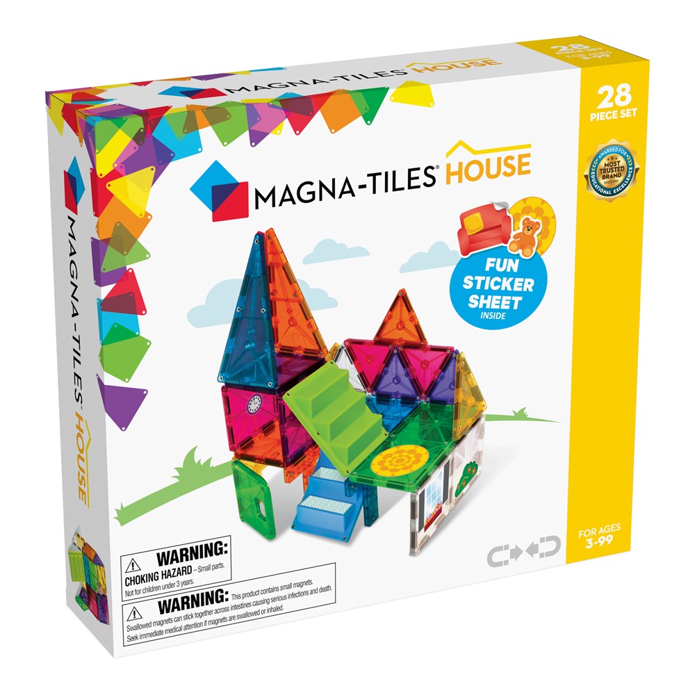 Magna-Tiles House packaging with colorful tiles and house illustration 