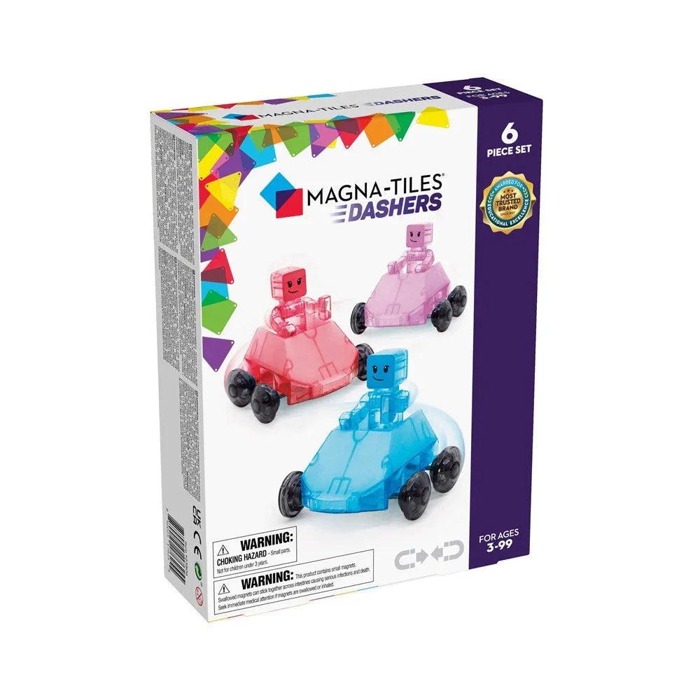 Magna-Tiles Dashers toy set packaging with colorful design and toy 