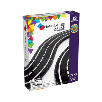 Magna-Tiles Xtras packaging with colorful design and road track illustration 