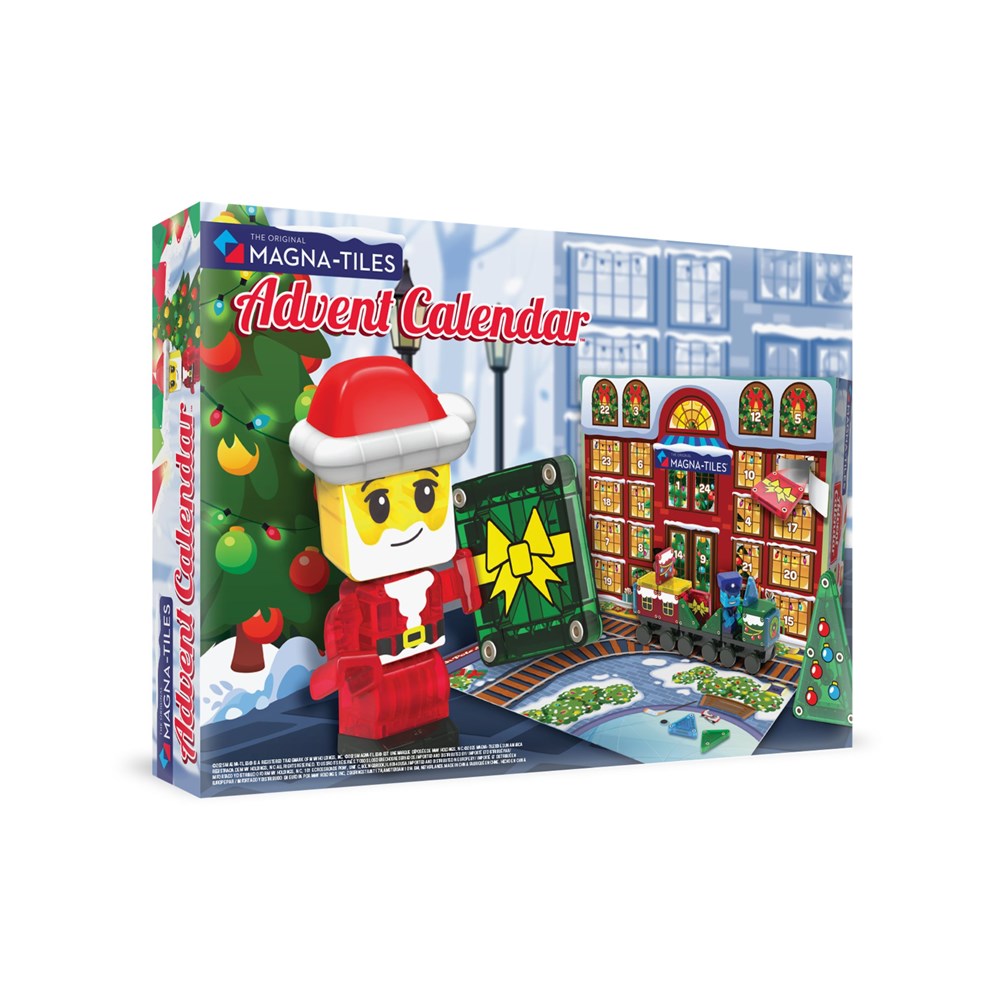 Magna-Tiles Advent Calendar packaging with a Santa Claus figure and Christmas-themed scene