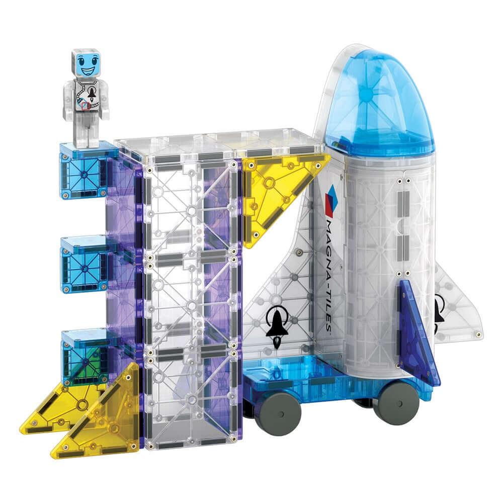 Toy space shuttle model with colorful components 