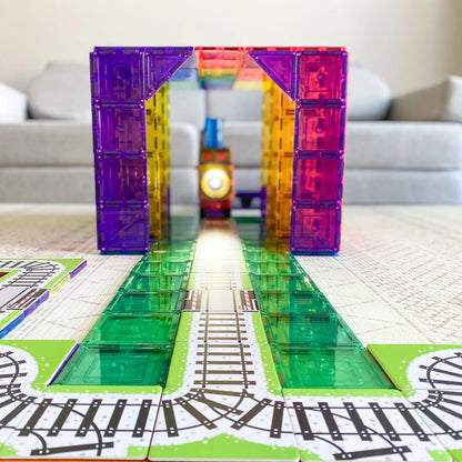 TileTek 36 Piece Topper Train Pack | Magnetic Tile Train Tracks