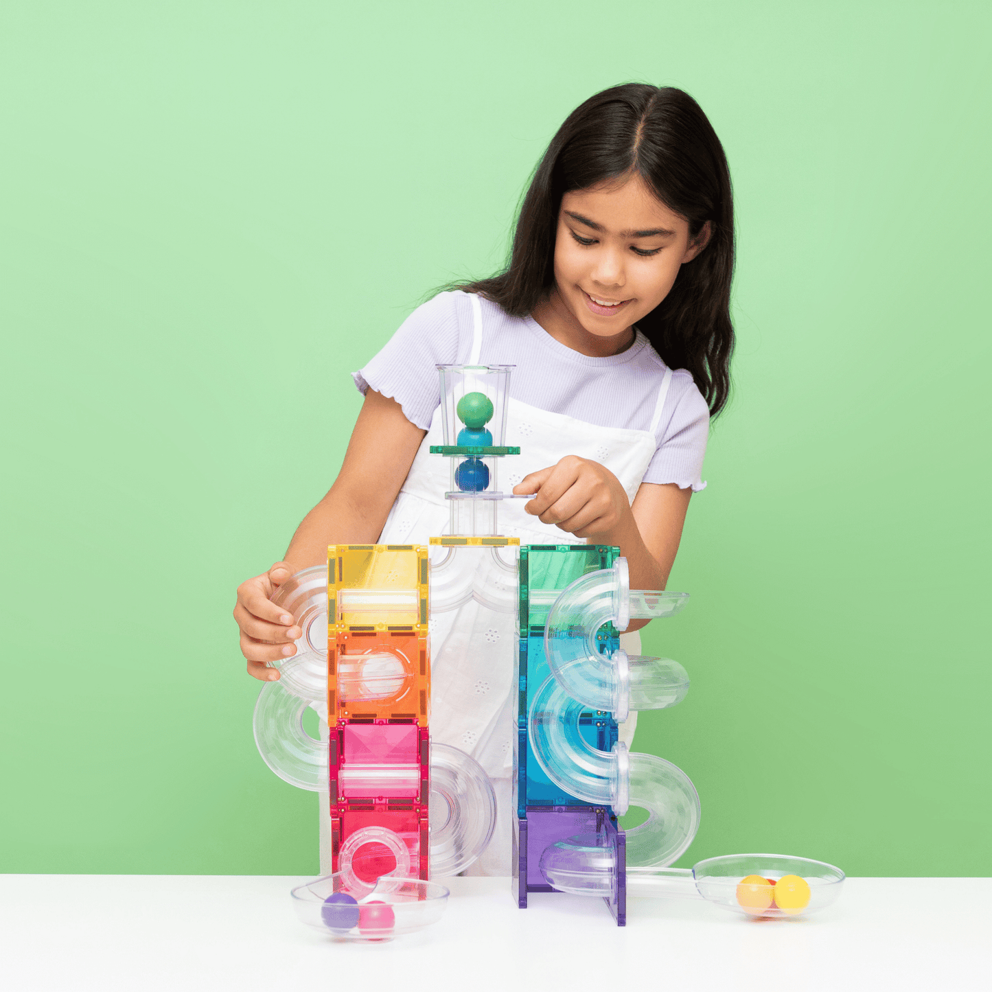CONNETIX Ball Run Bright Pack 114pc | Magnetic Ball Run