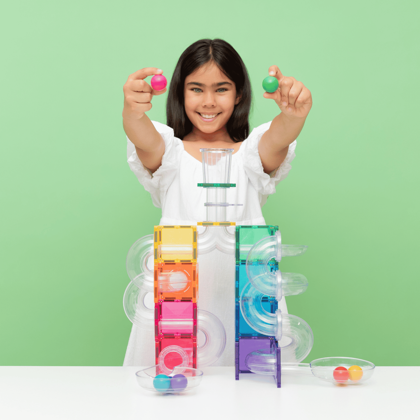 CONNETIX Ball Run Bright Pack 114pc | Magnetic Ball Run