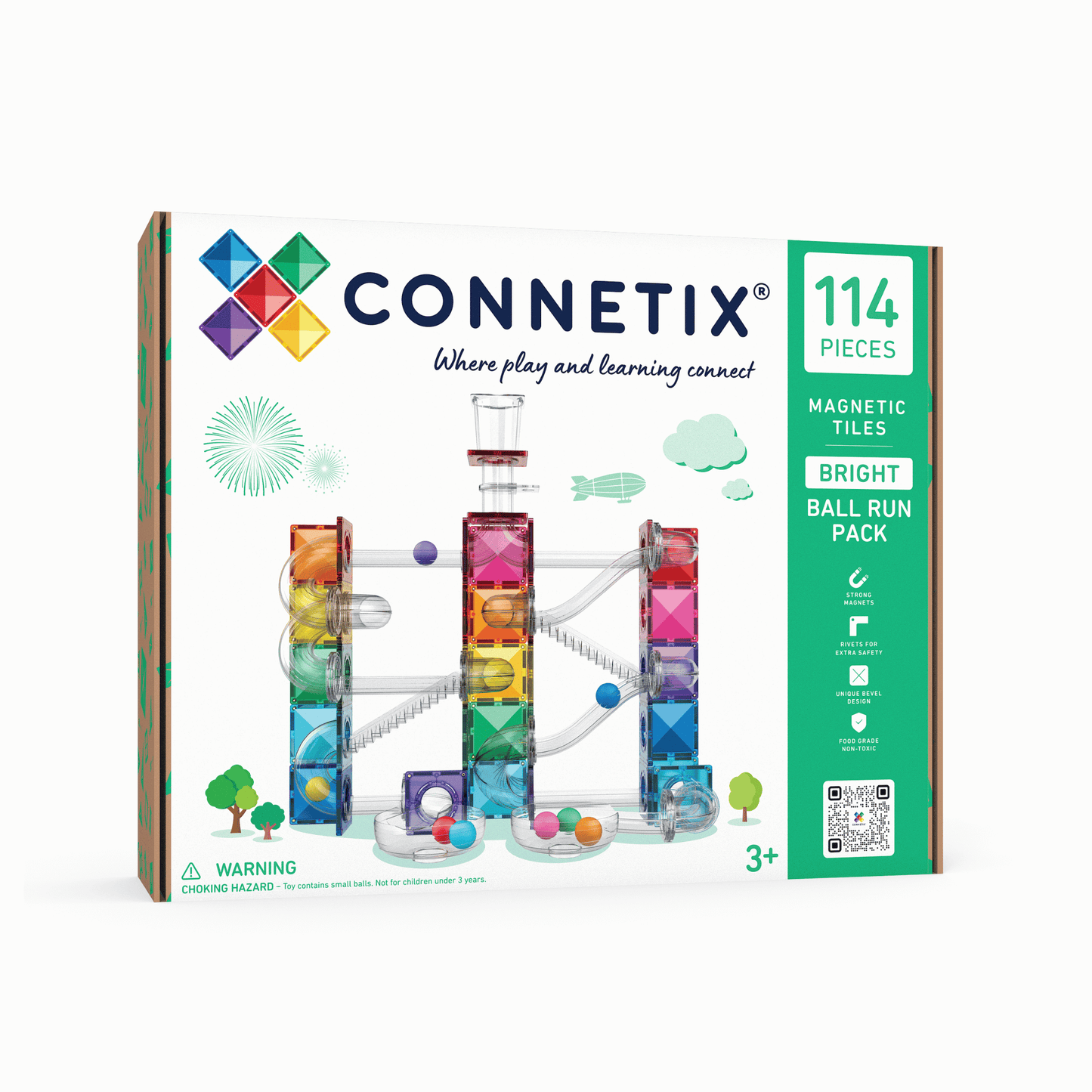 CONNETIX Ball Run Bright Pack 114pc | Magnetic Ball Run
