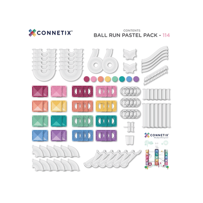 CONNETIX Ball Run Pastel Pack 114pc | Magnetic Ball Run