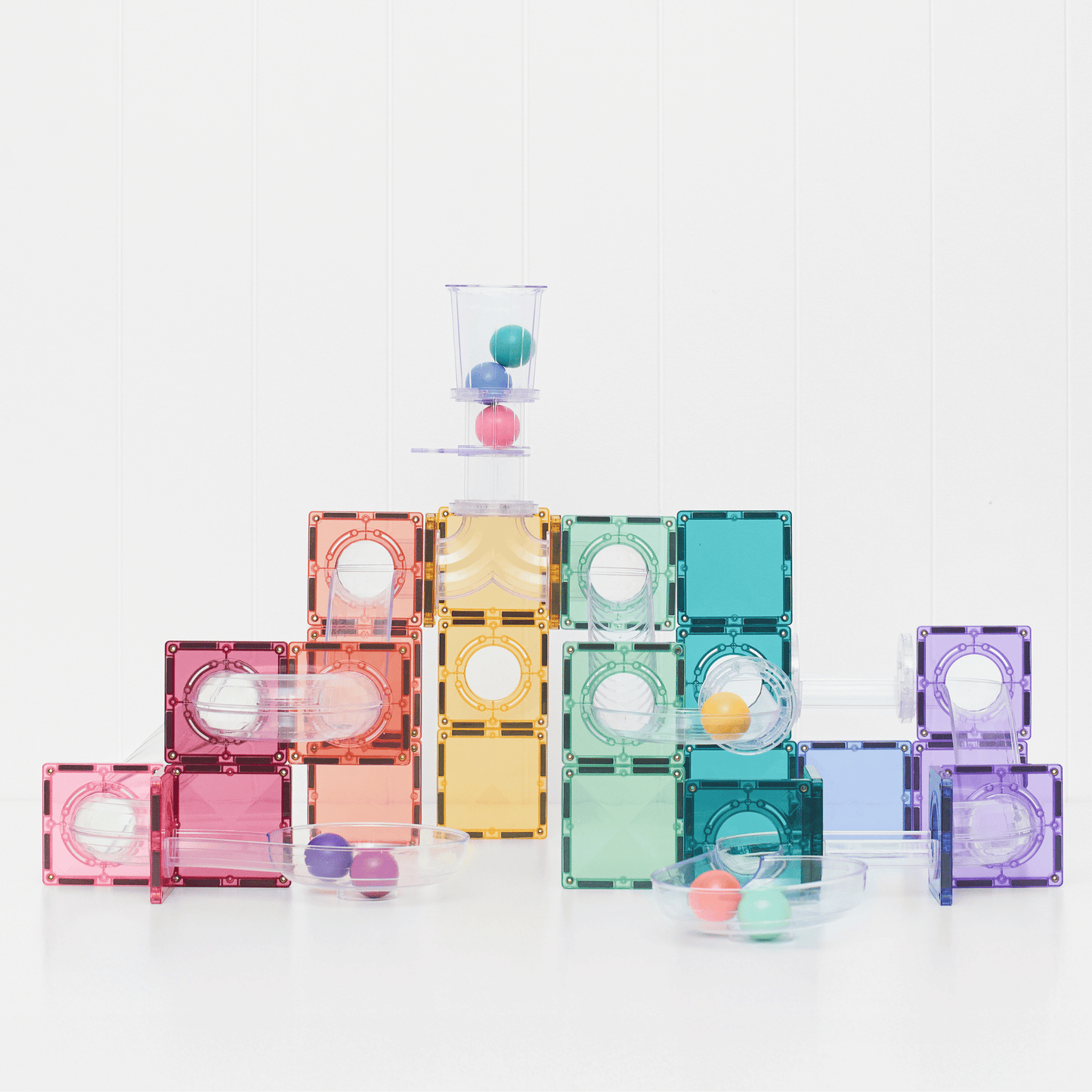 CONNETIX Ball Run Pastel Pack 114pc | Magnetic Ball Run
