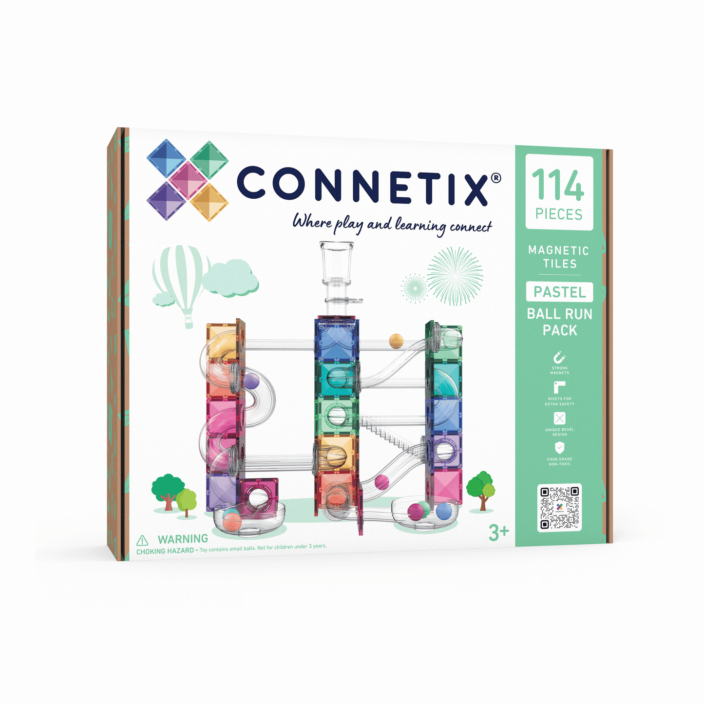 CONNETIX Ball Run Pastel Pack 114pc | Magnetic Ball Run