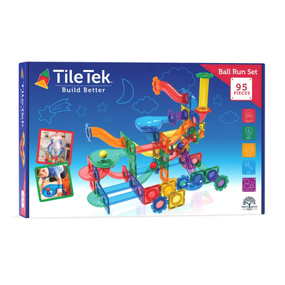 TileTek 95 Piece Ball Run Set | Magnetic STEM Construction Toy