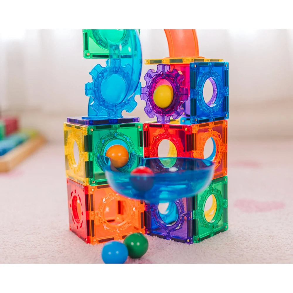TileTek 95 Piece Ball Run Set | Magnetic STEM Construction Toy