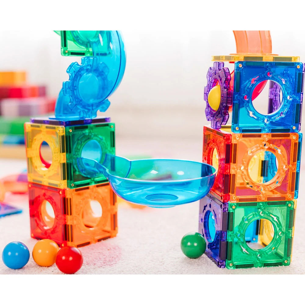 TileTek 95 Piece Ball Run Set | Magnetic STEM Construction Toy