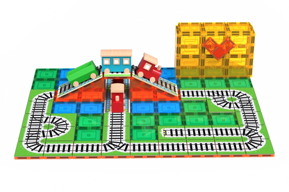 TileTek 36 Piece Topper Train Pack | Magnetic Tile Train Tracks
