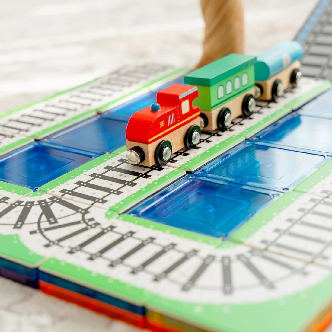 TileTek 36 Piece Topper Train Pack | Magnetic Tile Train Tracks