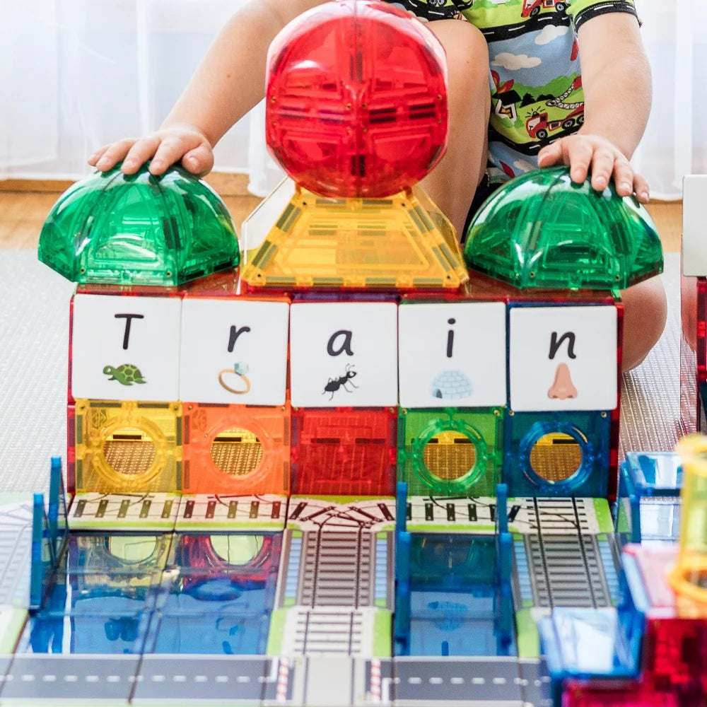 TileTek 36 Piece Topper Train Pack | Magnetic Tile Train Tracks