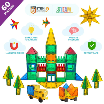 Colorful magnetic building blocks set with STEM educational benefits 