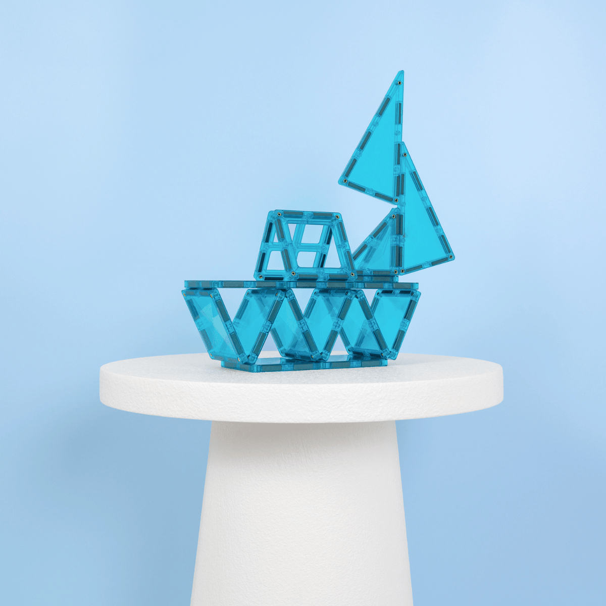 Blue geometric sculpture 