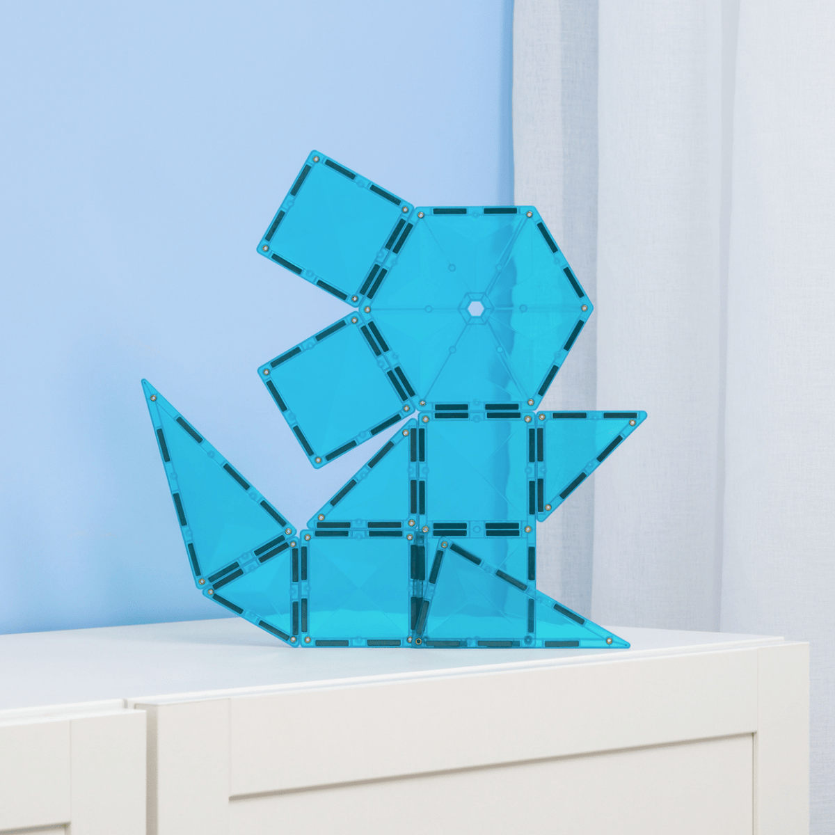 Blue geometric sculpture 