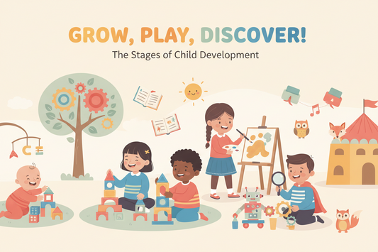 Book cover titled 'Grow, Play, Discover! The Stages of Child Development' 
