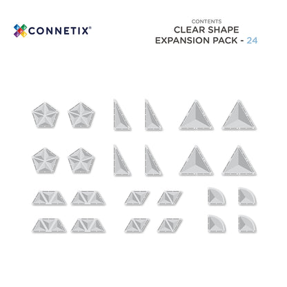 Clear shape expansion pack by Connetix with various geometric shapes 