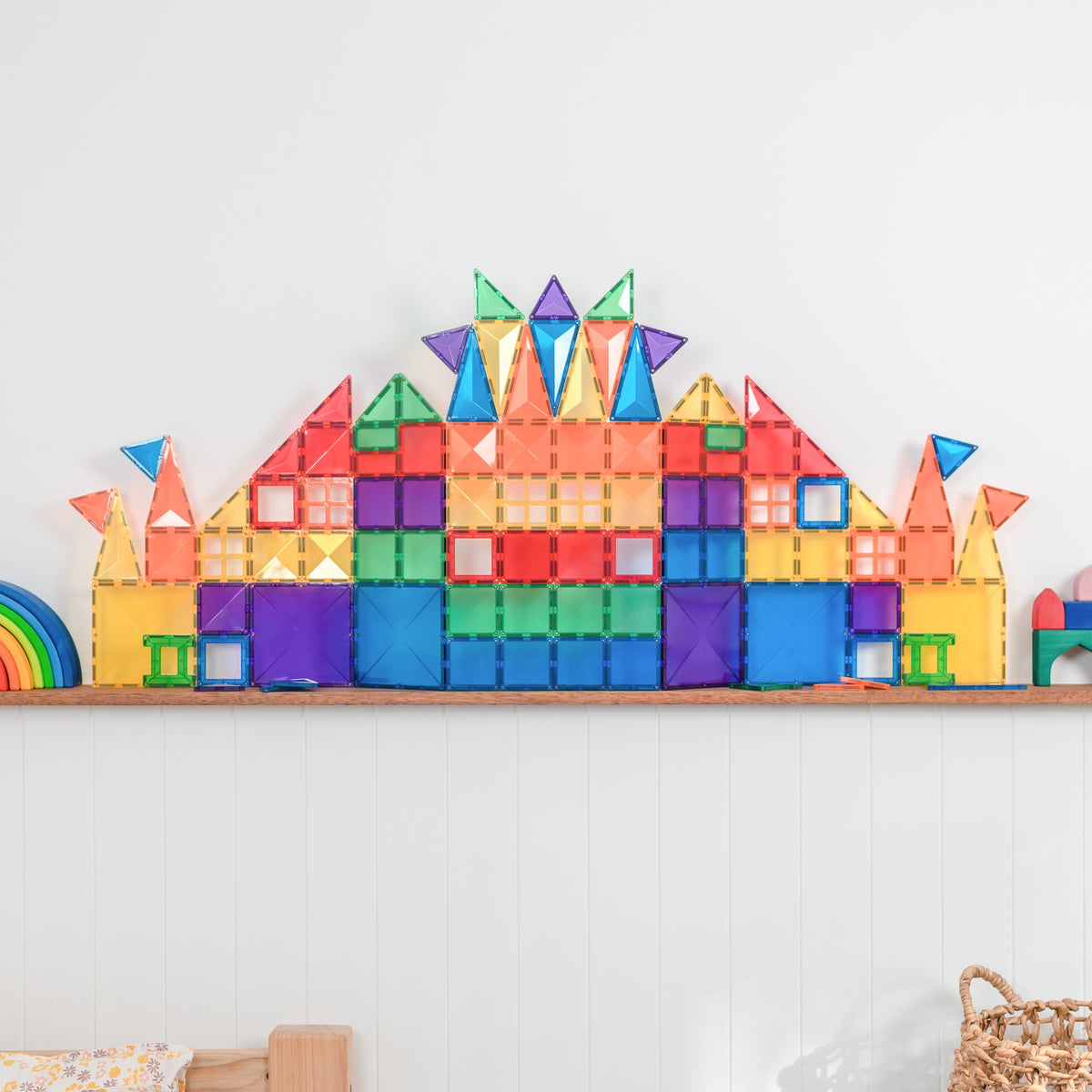 Colorful magnetic tile castle
