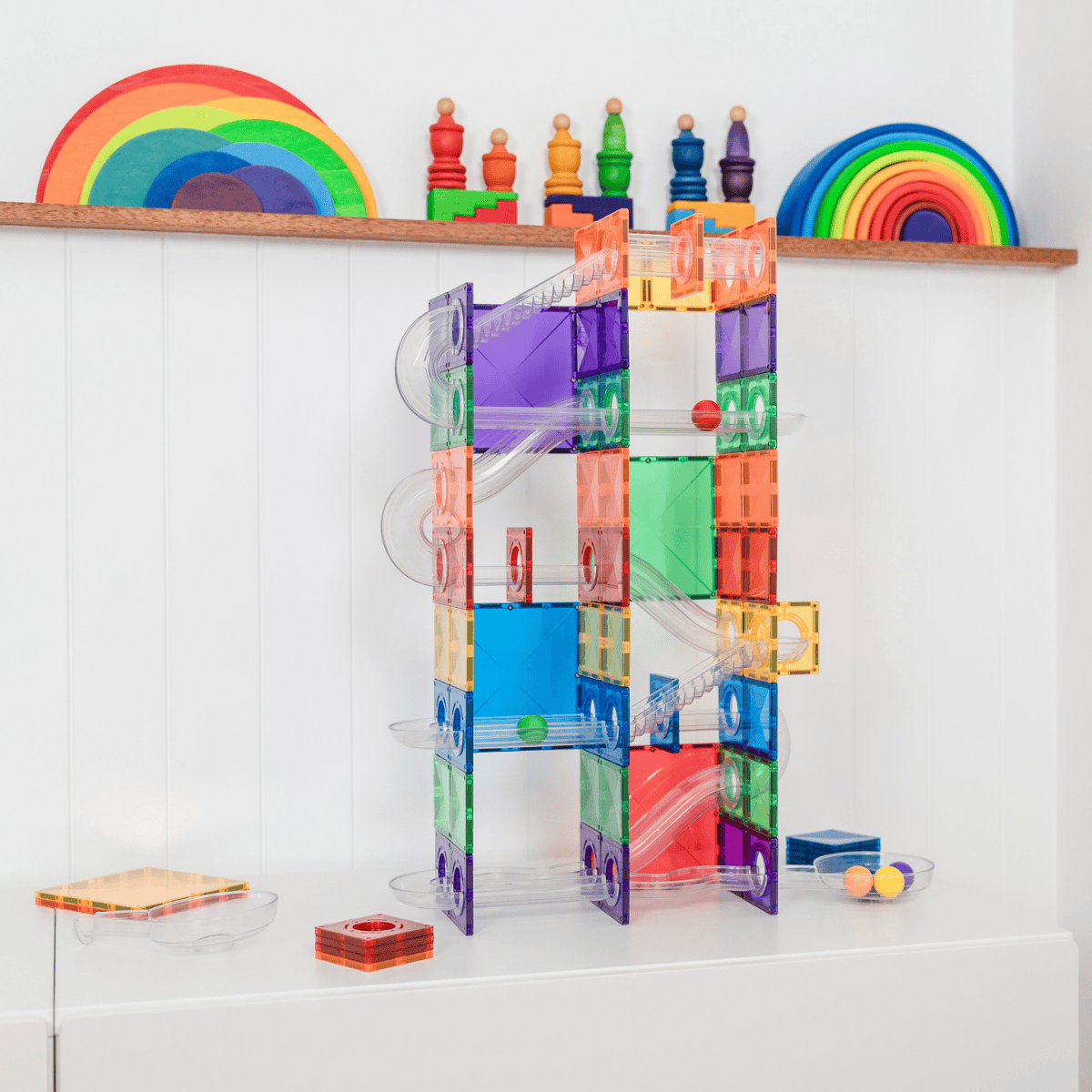 Colorful marble run toy set 