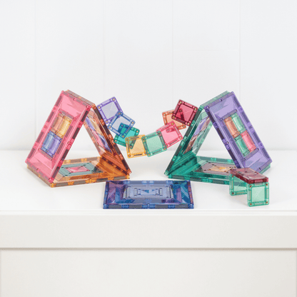 Colorful transparent geometric building blocks 