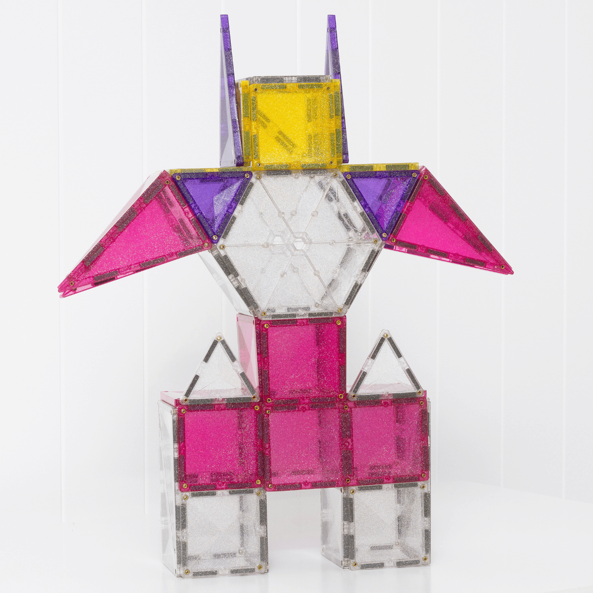 Colorful geometric robot model made of interlocking pieces