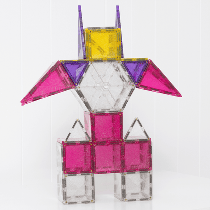Colorful geometric robot model made of interlocking pieces