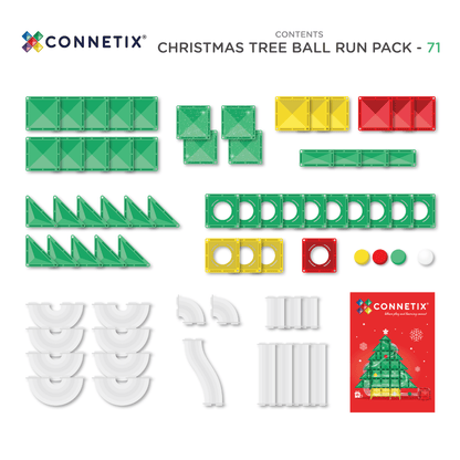 Connetix Christmas tree 71 piece magnetic tile set contents overview