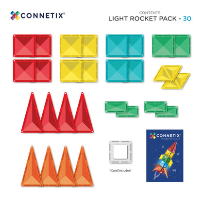 Connetix Light Rocket Pack contents layout
