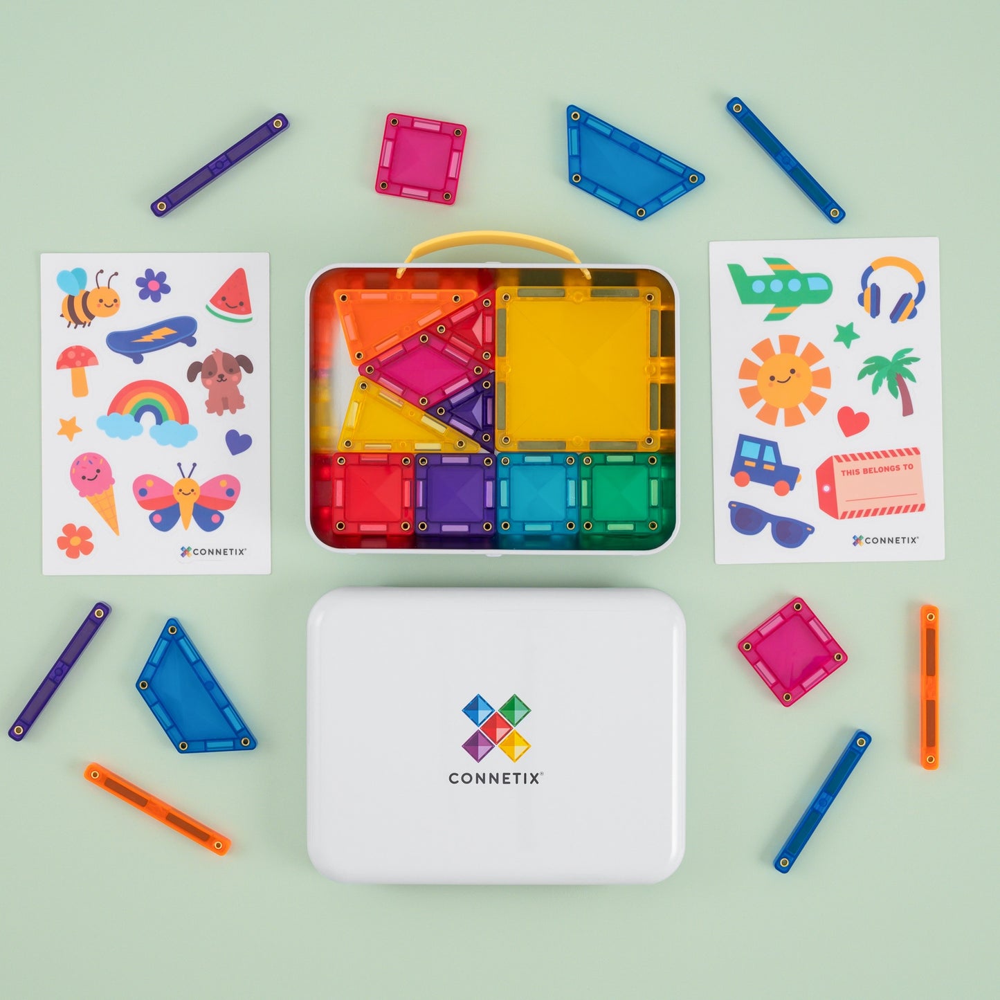 Connetix magnetic tile building set arranged 