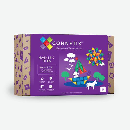 Connetix Rainbow Creative Pack magnetic tiles 102 piece set packaging