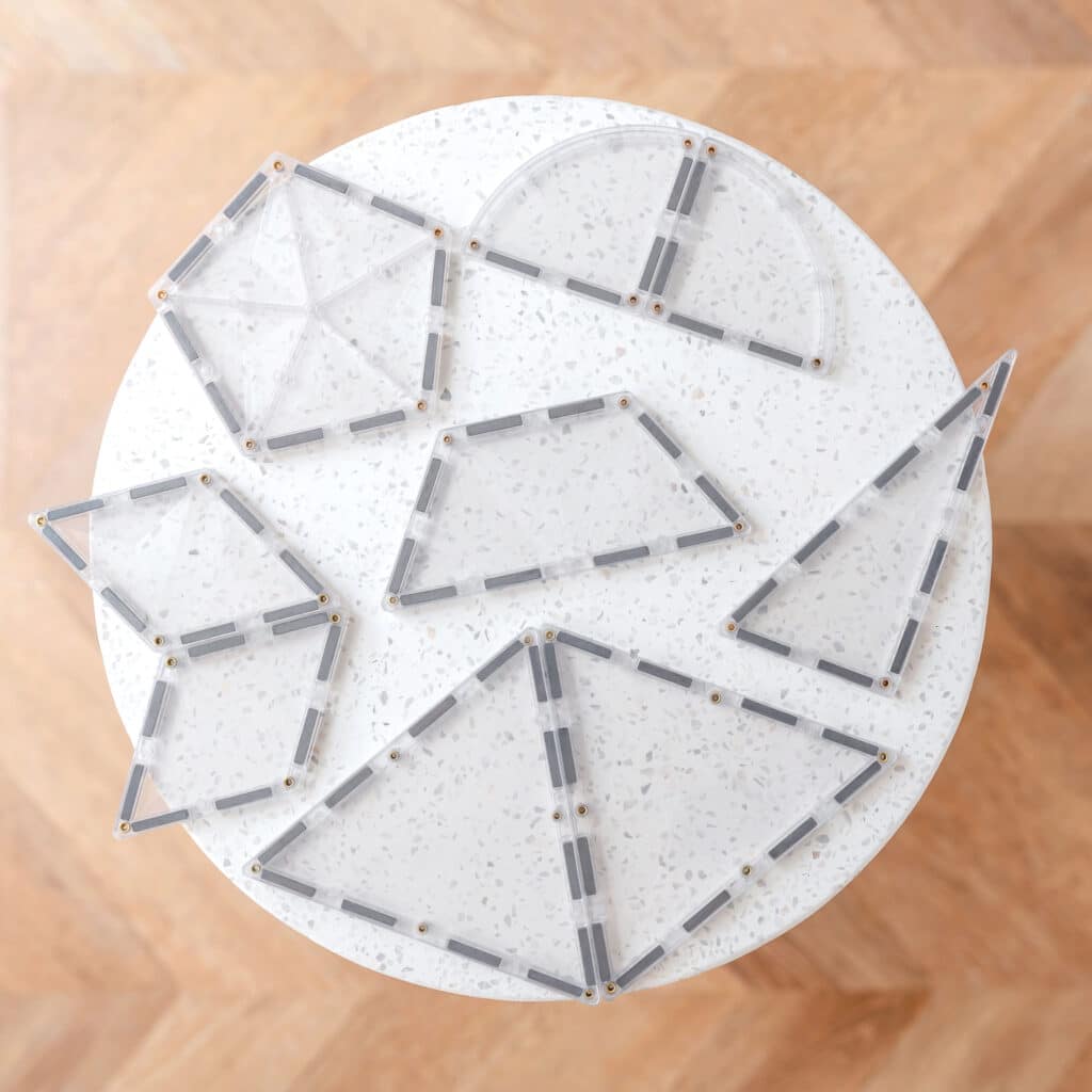 Geometric coaster set on a round stone coaster 