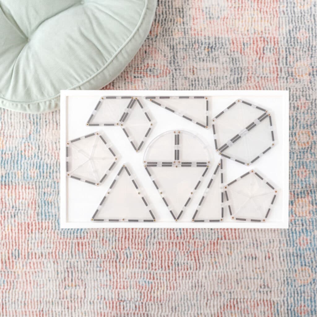 Set of geometric shapes on a textured surface