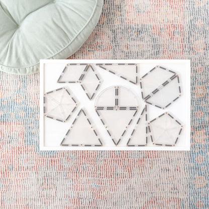 Set of geometric shapes on a textured surface