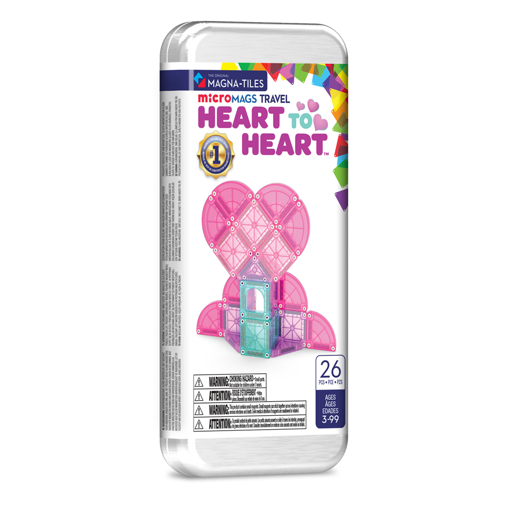 Magnetic Tiles - microMAGS - Heart To Heart 26-Piece Travel Set