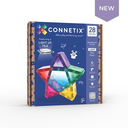 CONNETIX Light Star Pack 28 Piece | Light-Up Magnetic Tiles